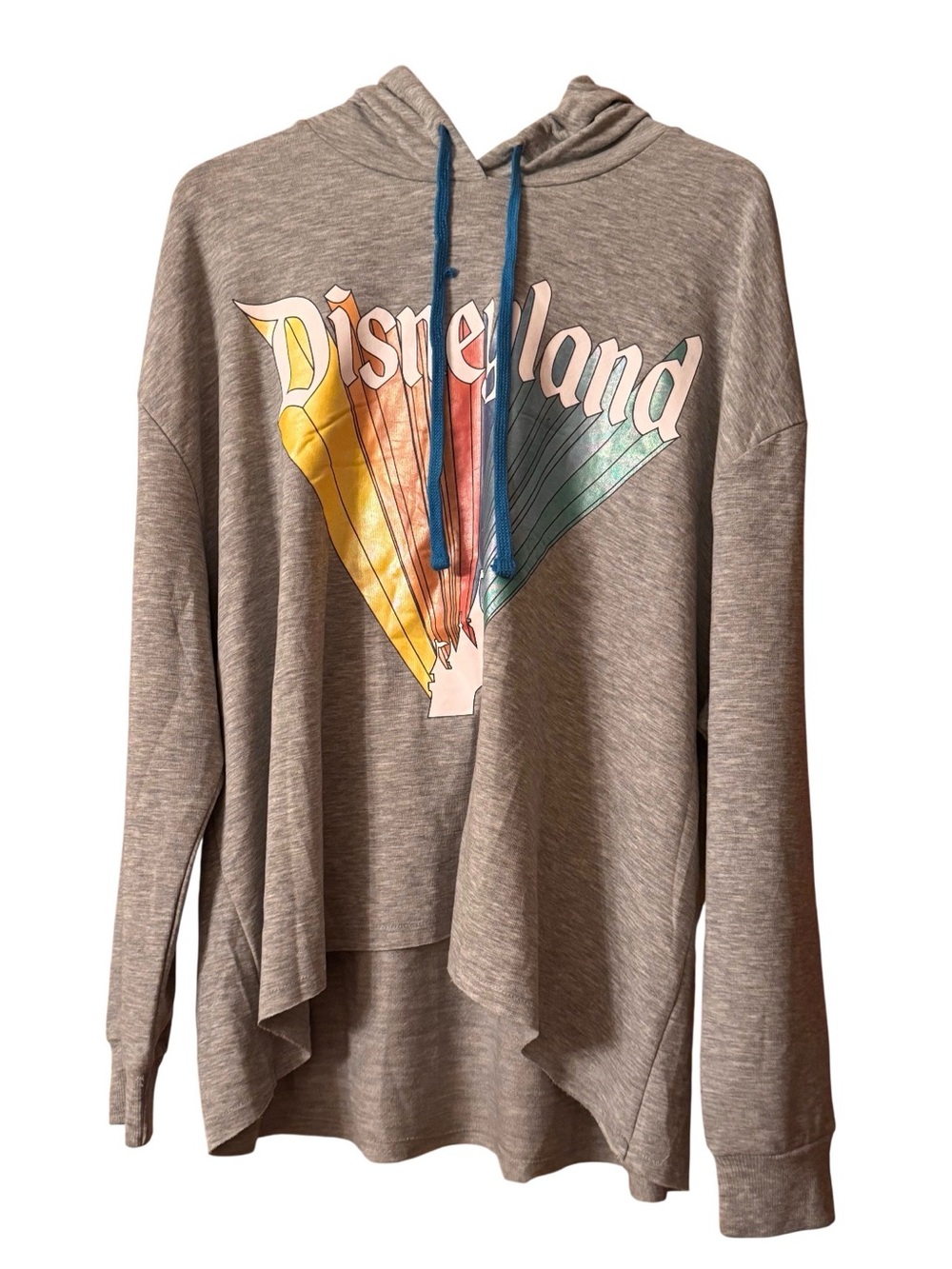 New Disney Disneyland Hoodie with Rainbow Fan Graphic Drawcord Hoodie